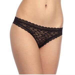 Free People Intimately FP Black Lace Tanga Thong